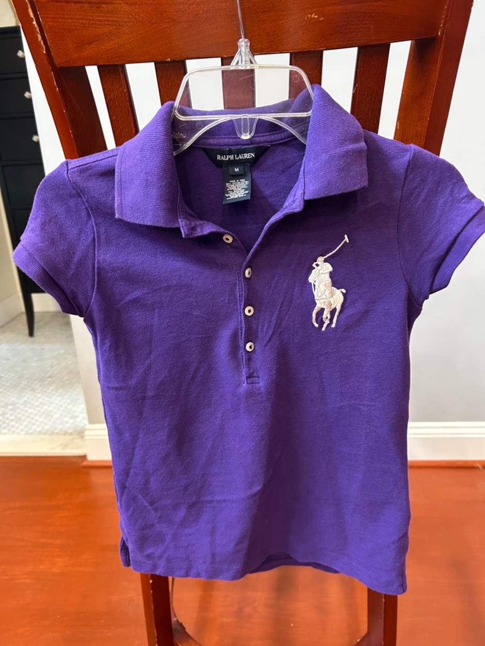 Ralph Lauren Purple Polo with White Pony Embroidery